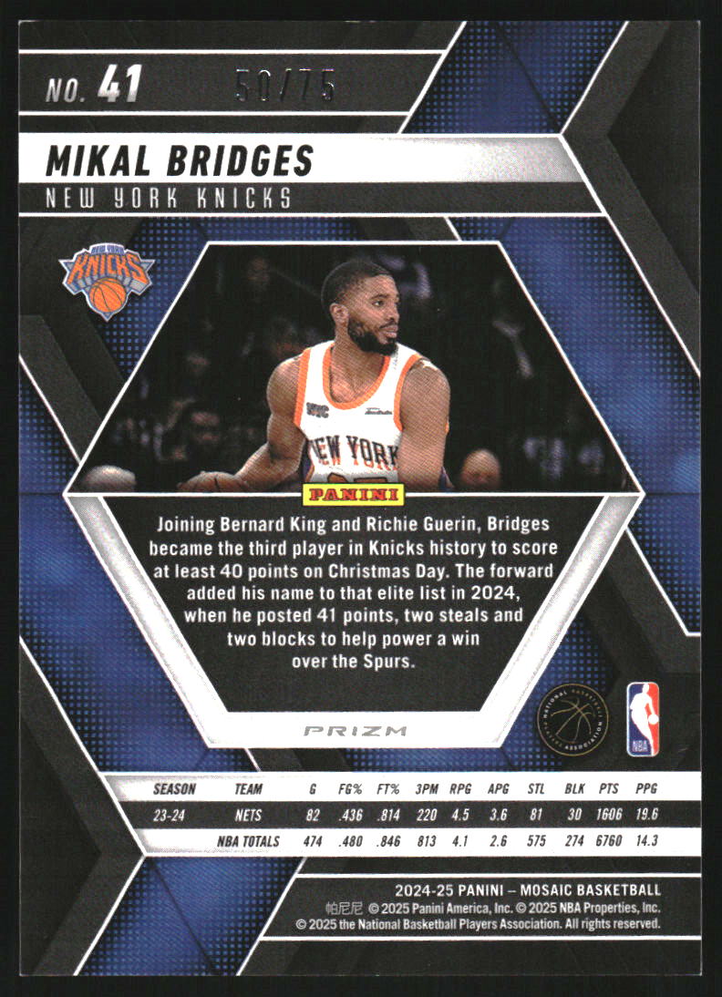 2024-25 Panini Mosaic Mosaic Bronze #41 Mikal Bridges
