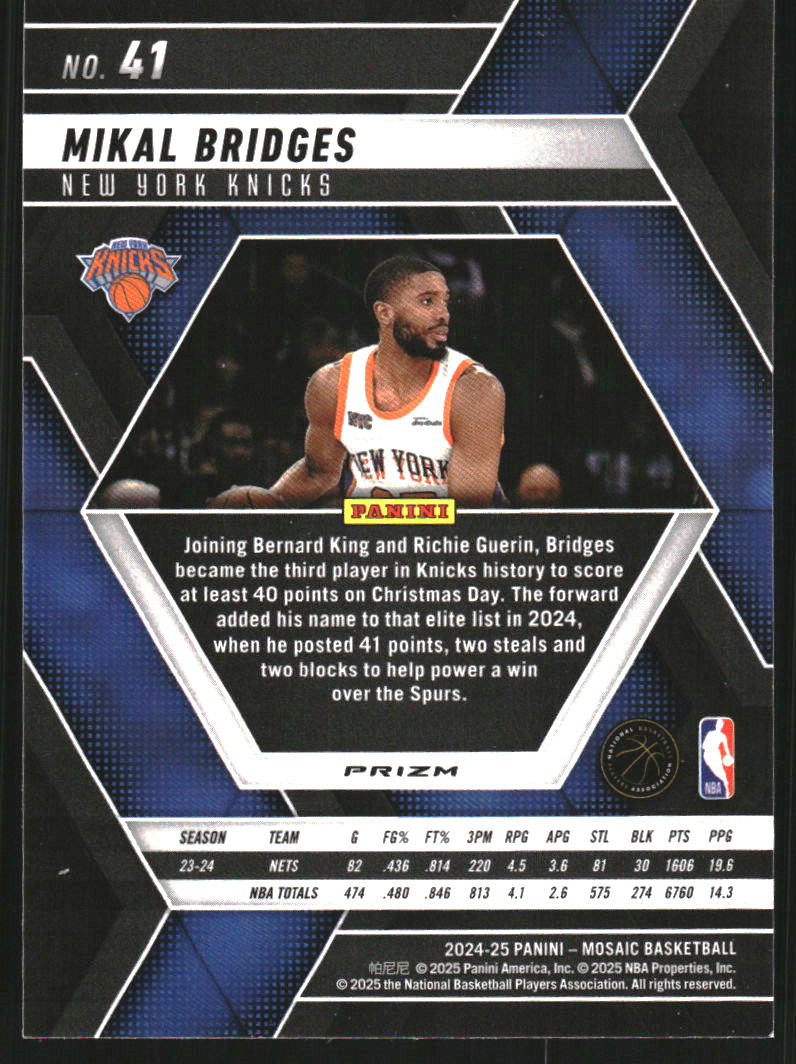 2024-25 Panini Mosaic Mosaic Choice Peacock #41 Mikal Bridges