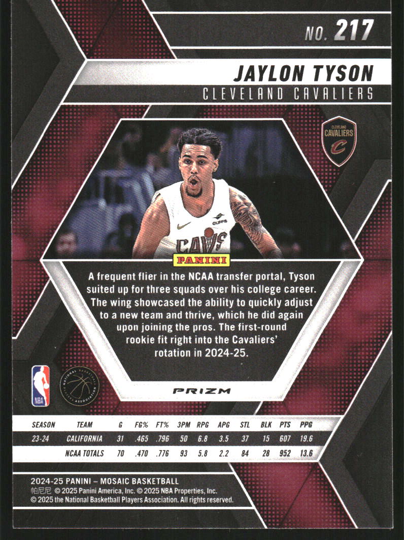 2024-25 Panini Mosaic Mosaic Choice Red and Green #217 Jaylon Tyson