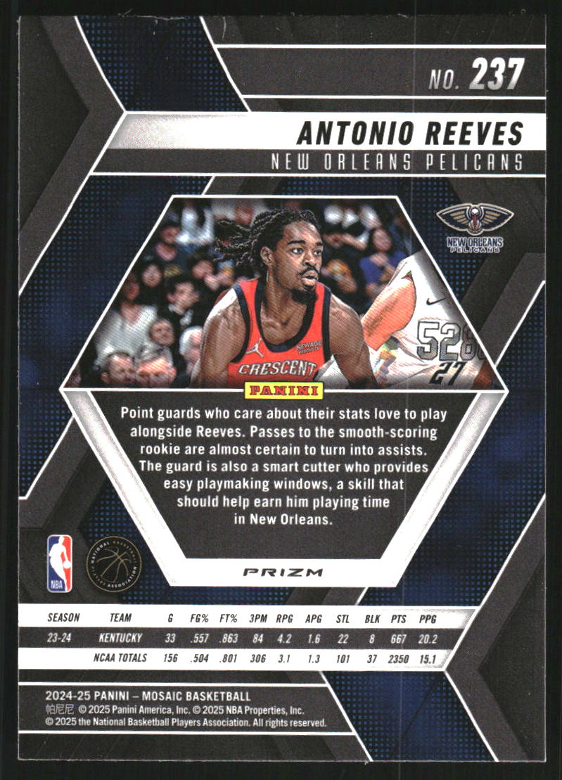 2024-25 Panini Mosaic Mosaic Choice Red and Green #237 Antonio Reeves
