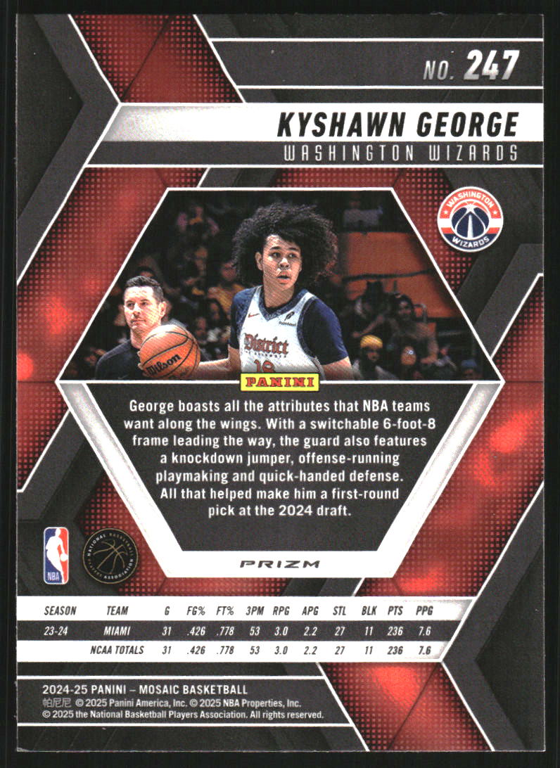 2024-25 Panini Mosaic Mosaic Choice Red and Green #247 Kyshawn George
