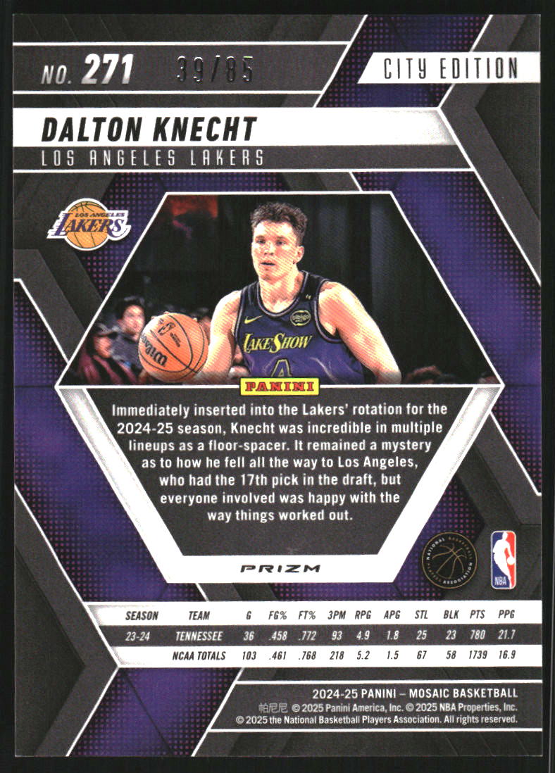 2024-25 Panini Mosaic Mosaic Fast Break Blue #271 Dalton Knecht City Edition /85