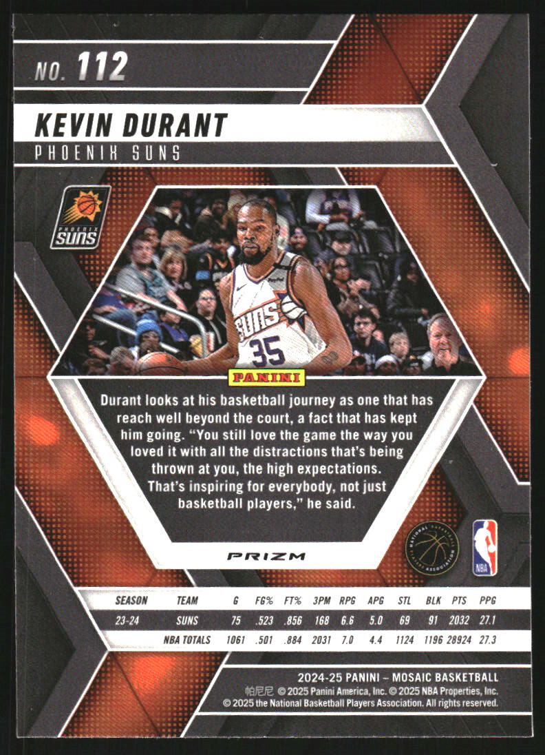 2024-25 Panini Mosaic Mosaic Fast Break Silver #112 Kevin Durant