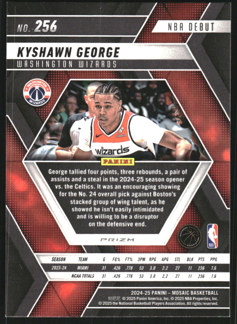 2024-25 Panini Mosaic Mosaic Fast Break Silver #256 Kyshawn George NBA Debut