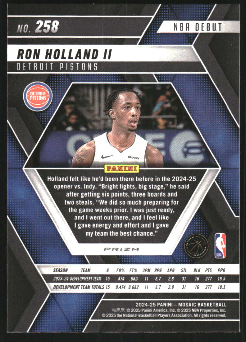 2024-25 Panini Mosaic Mosaic Fast Break Silver #258 Ron Holland II