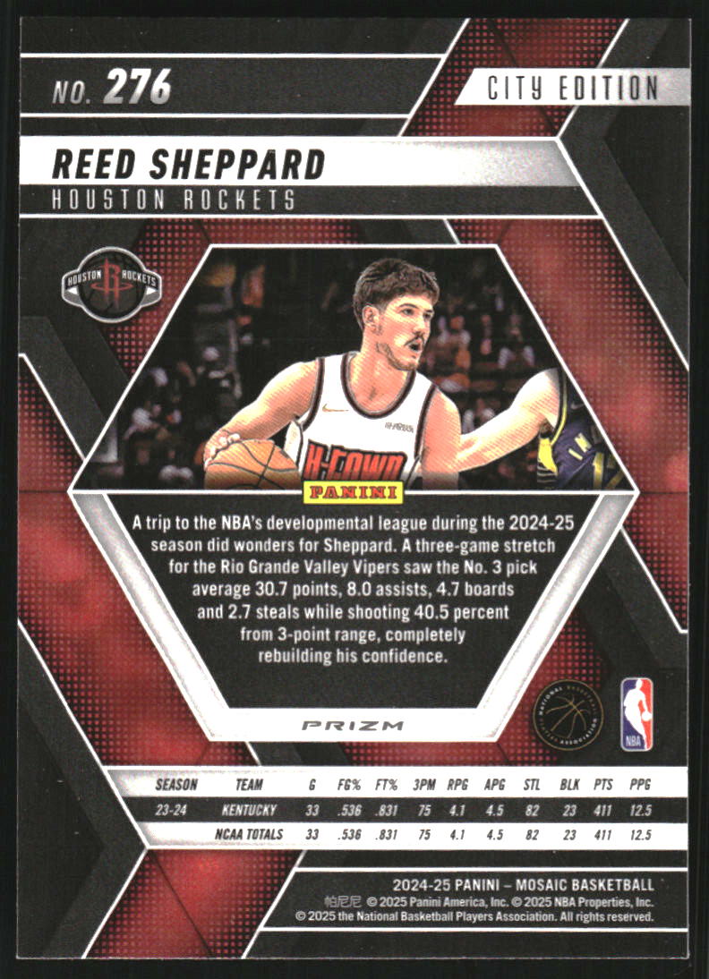 2024-25 Panini Mosaic Mosaic Fast Break Silver #276 Reed Sheppard City Edition