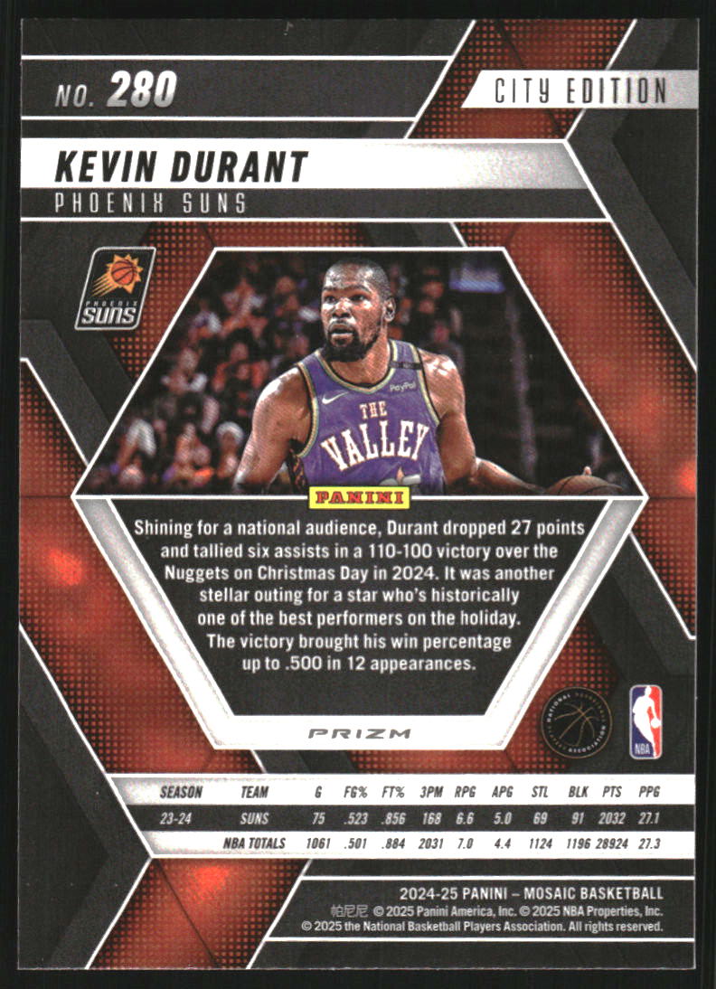 2024-25 Panini Mosaic Mosaic Fast Break Silver #280 Kevin Durant City Edition