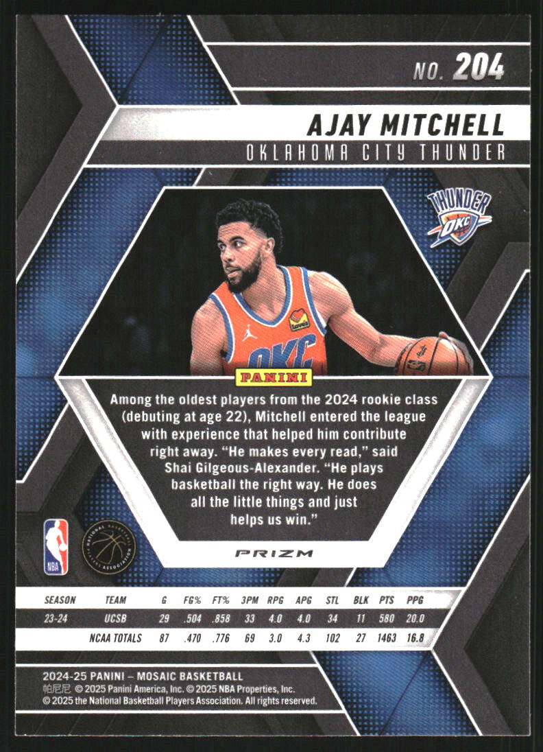 2024-25 Panini Mosaic Mosaic Green #204 Ajay Mitchell on Fanatics
