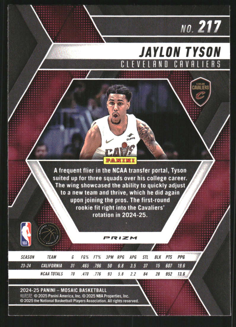 2024-25 Panini Mosaic Mosaic Green Ice #217 Jaylon Tyson