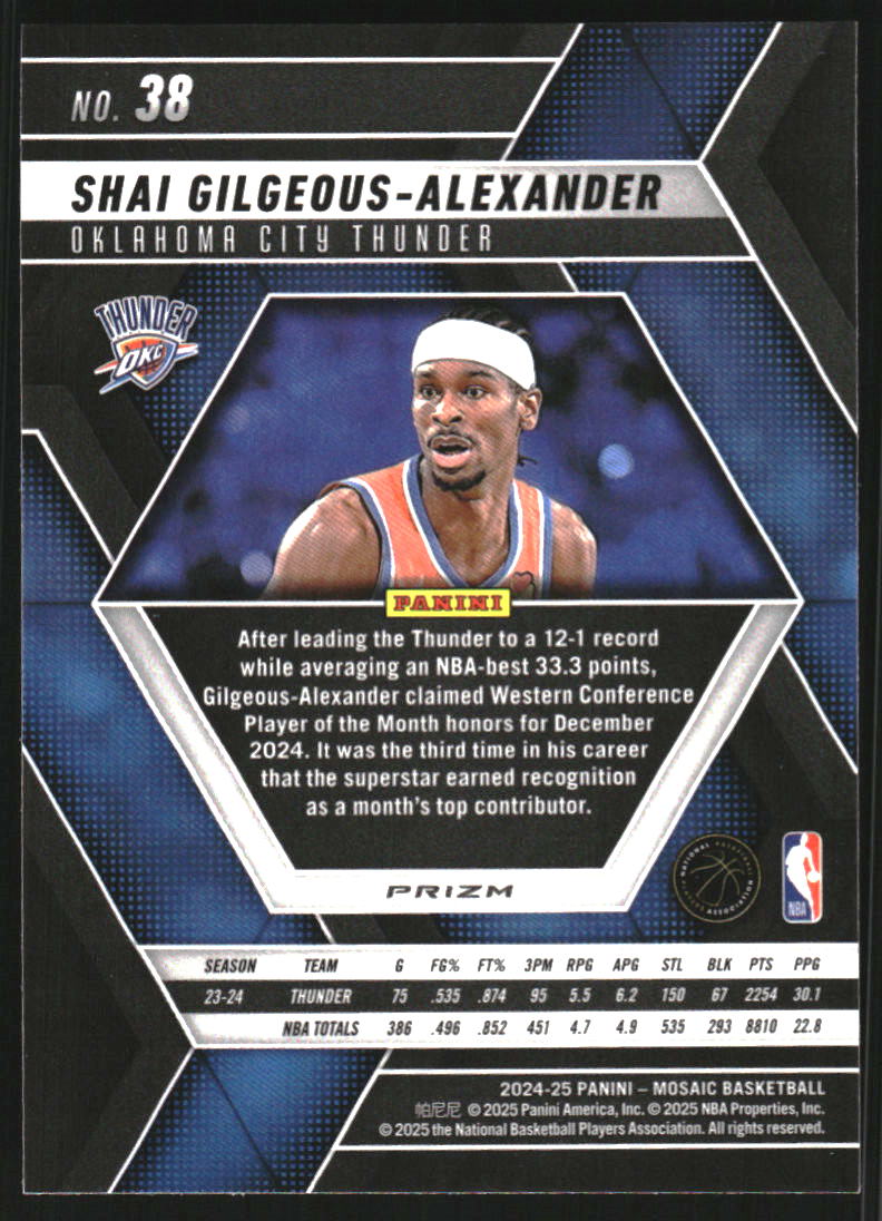 2024-25 Panini Mosaic Mosaic International #38 Shai Gilgeous-Alexander