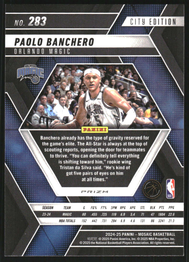 2024-25 Panini Mosaic Mosaic International #283 Paolo Banchero City Edition