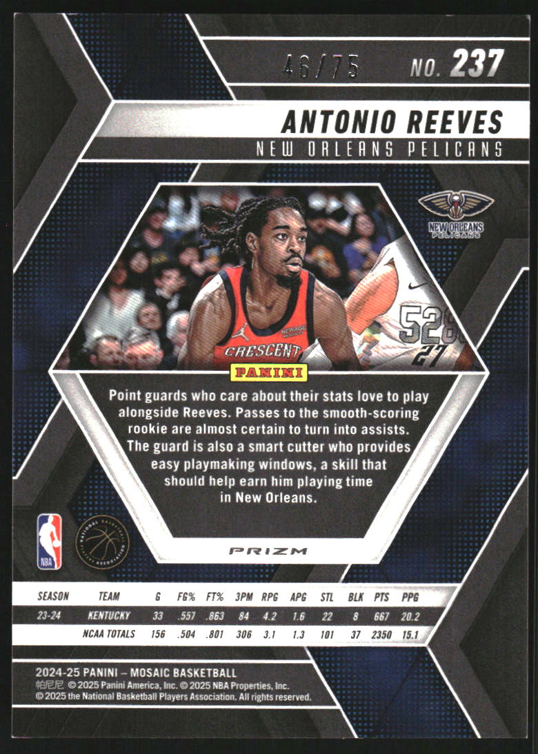 2024-25 Panini Mosaic Mosaic International Red #237 Antonio Reeves /75