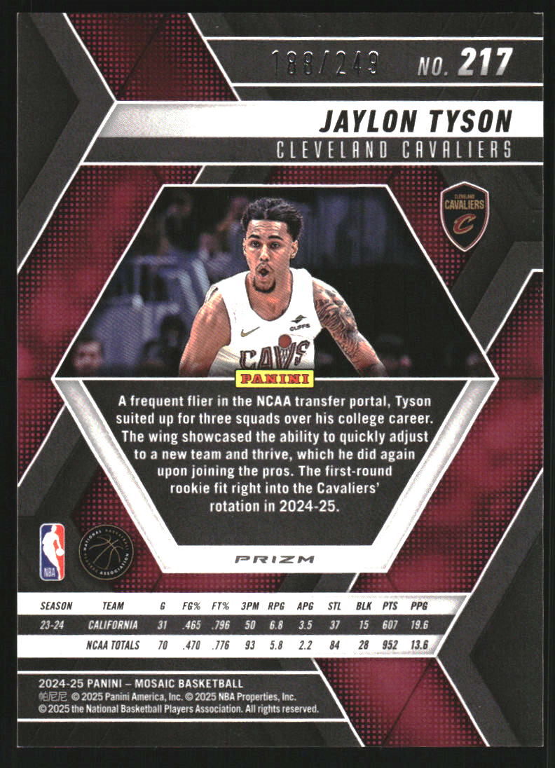 2024-25 Panini Mosaic Mosaic Orange #217 Jaylon Tyson