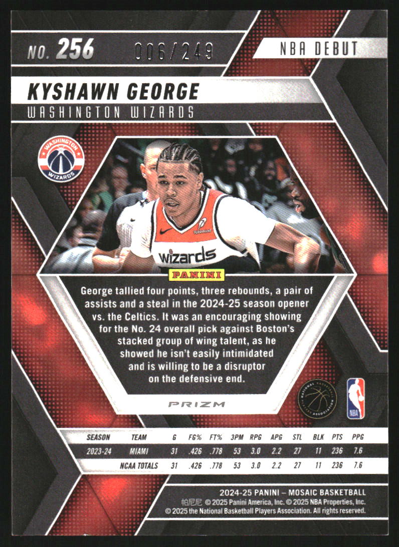 2024-25 Panini Mosaic Mosaic Orange #256 Kyshawn George/NBA Debut