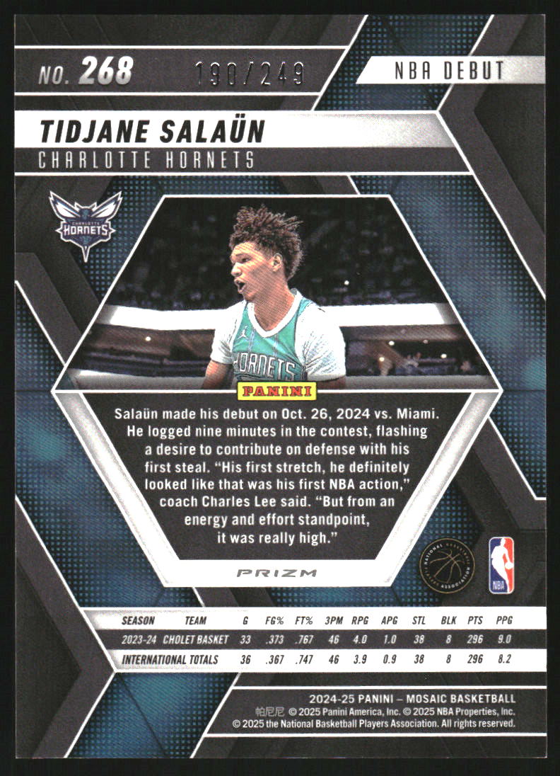 2024-25 Panini Mosaic Mosaic Orange #268 Tidjane Salaun/NBA Debut