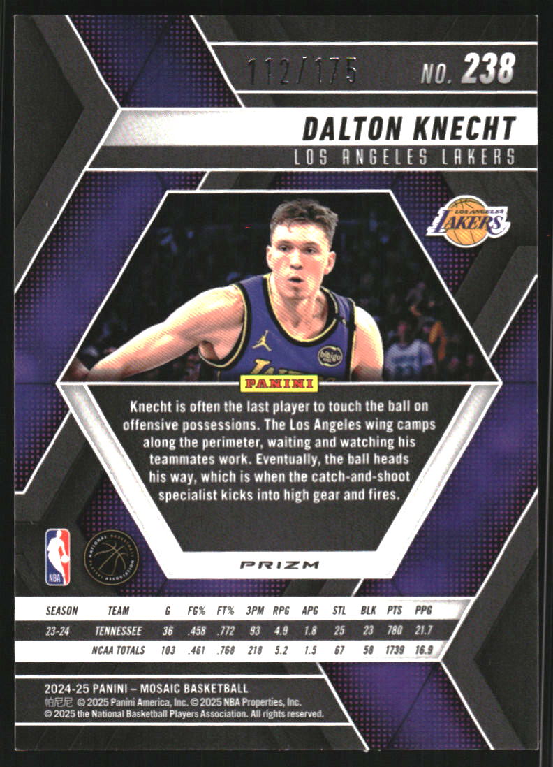 2024-25 Panini Mosaic Mosaic Pink #238 Dalton Knecht /175