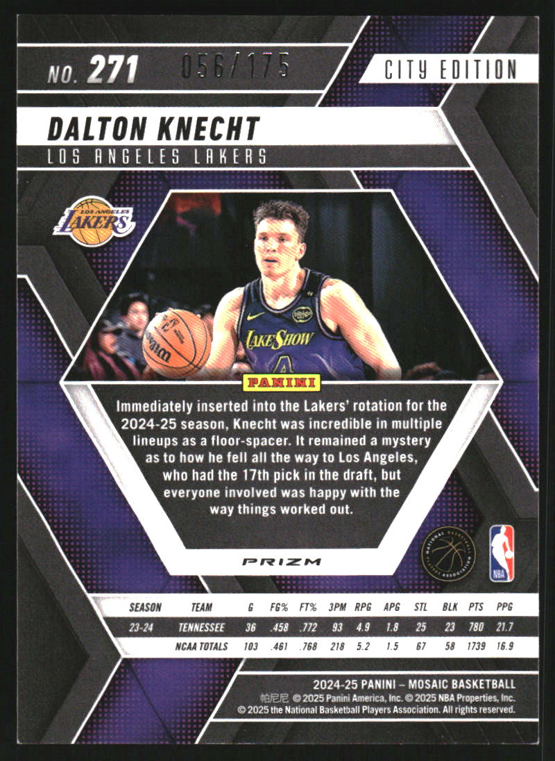 2024-25 Panini Mosaic Mosaic Pink #271 Dalton Knecht/City Edition