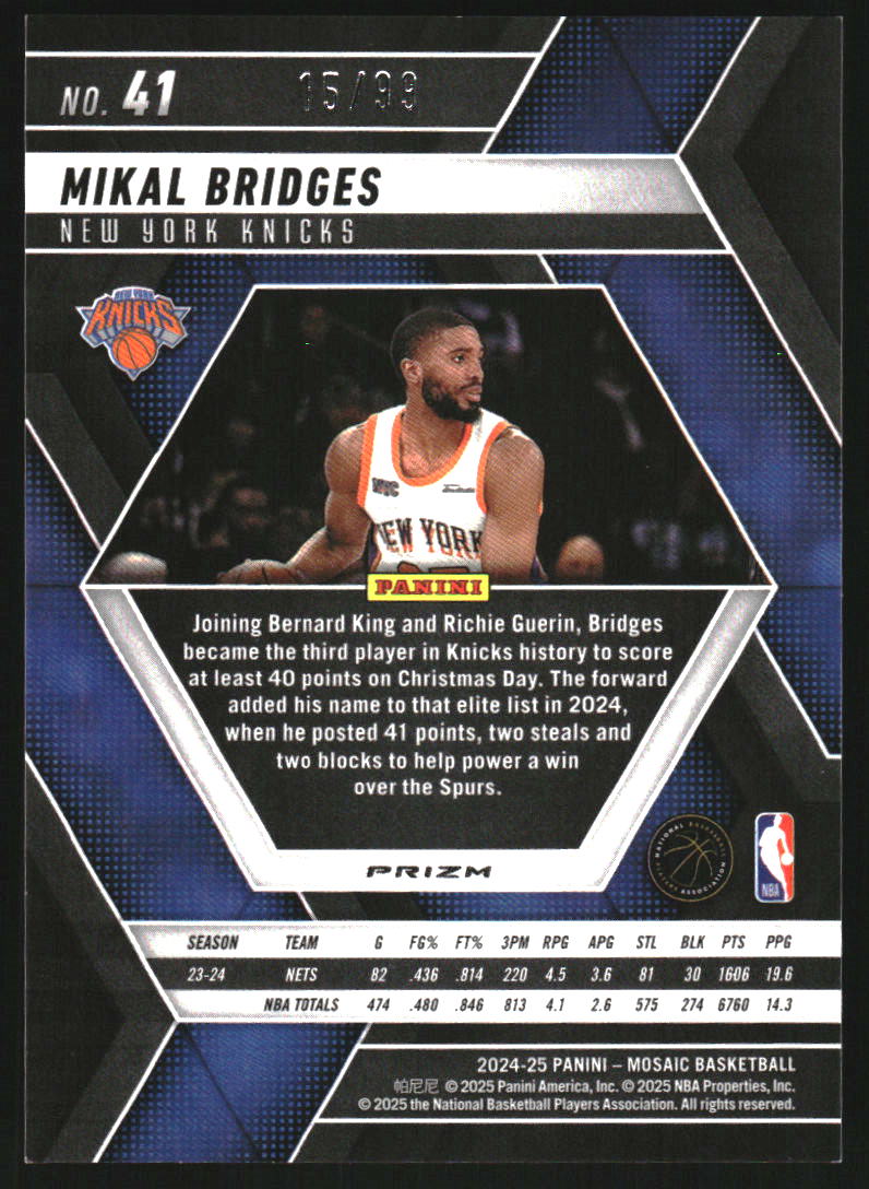2024-25 Panini Mosaic Mosaic Purple #41 Mikal Bridges