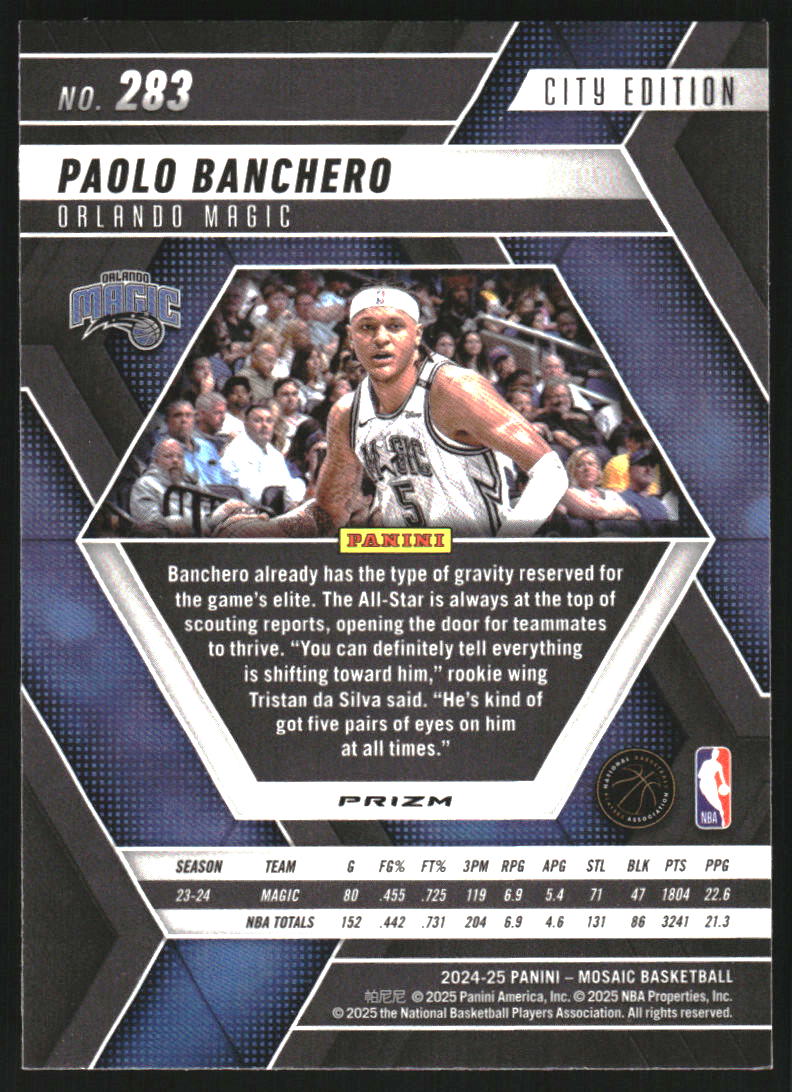2024-25 Panini Mosaic Mosaic Reactive Blue #283 Paolo Banchero City Edition