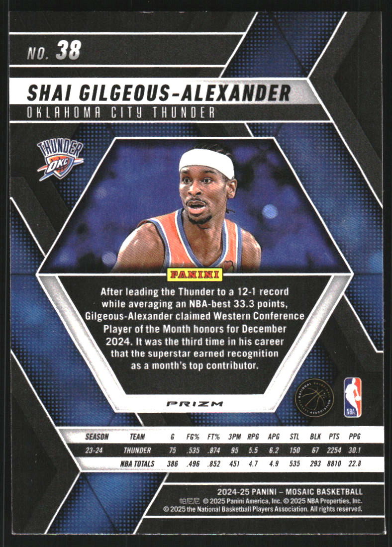 2024-25 Panini Mosaic Mosaic Reactive Yellow #38 Shai Gilgeous-Alexander
