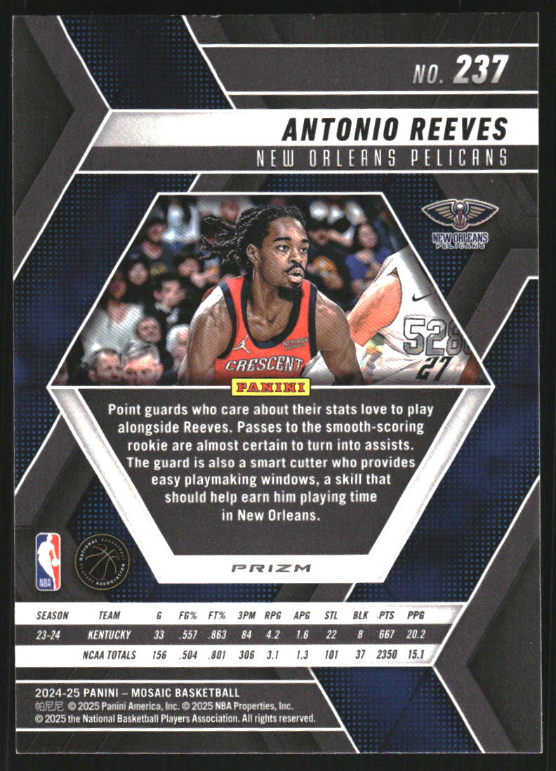 2024-25 Panini Mosaic Mosaic Reactive Yellow #237 Antonio Reeves