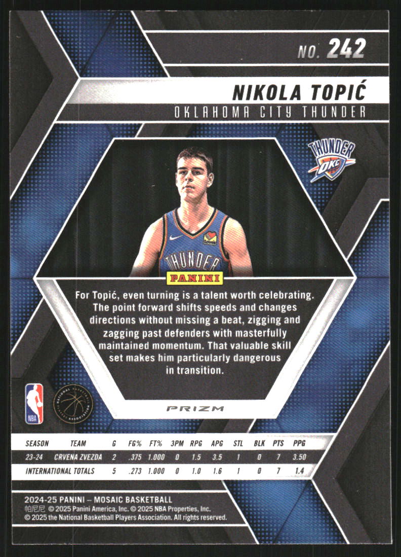 2024-25 Panini Mosaic Mosaic Reactive Yellow #242 Nikola Topic