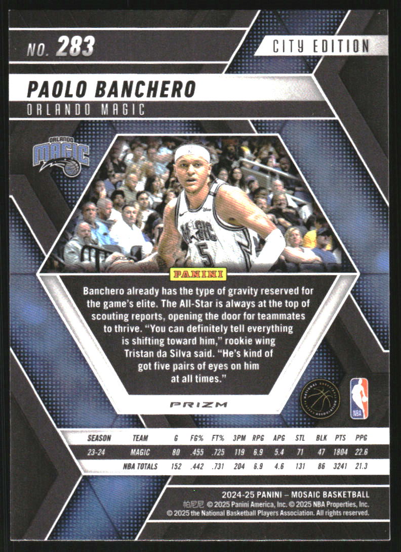 2024-25 Panini Mosaic Mosaic Reactive Yellow #283 Paolo Banchero City Edition