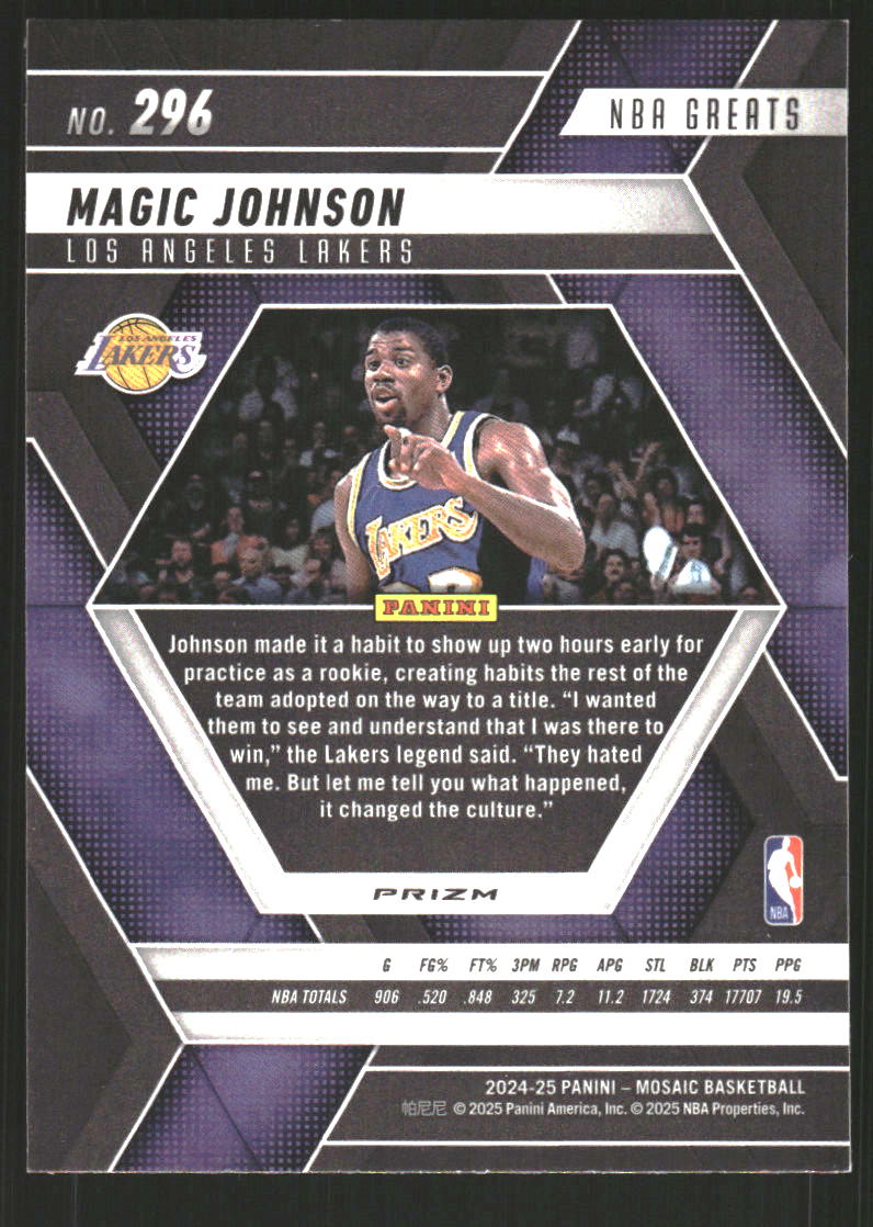 2024-25 Panini Mosaic Mosaic Reactive Yellow #296 Magic Johnson Greats