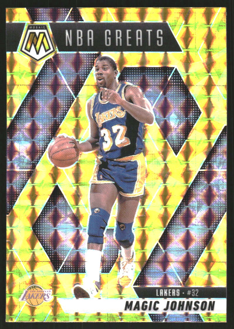 2024-25 Panini Mosaic Mosaic Reactive Yellow #296 Magic Johnson Greats