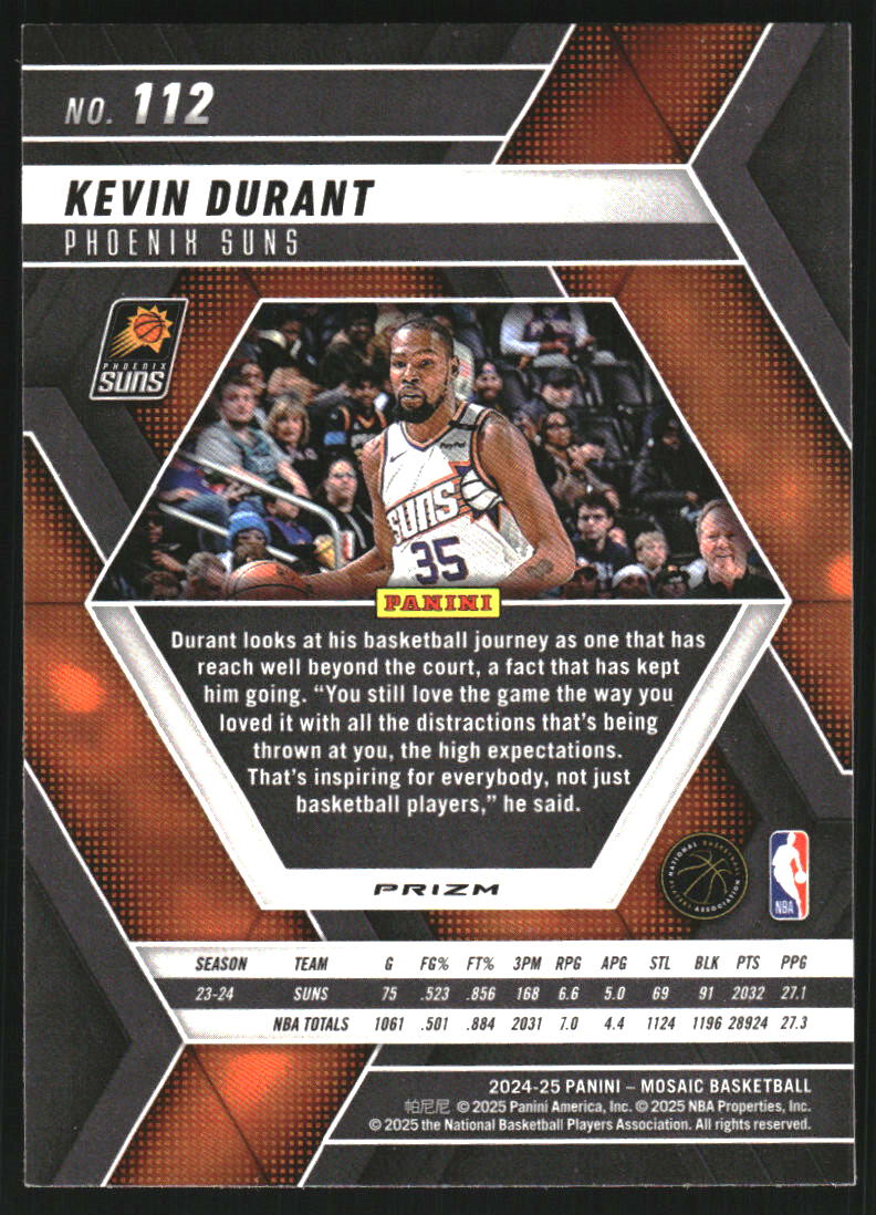 2024-25 Panini Mosaic Mosaic Red #112 Kevin Durant