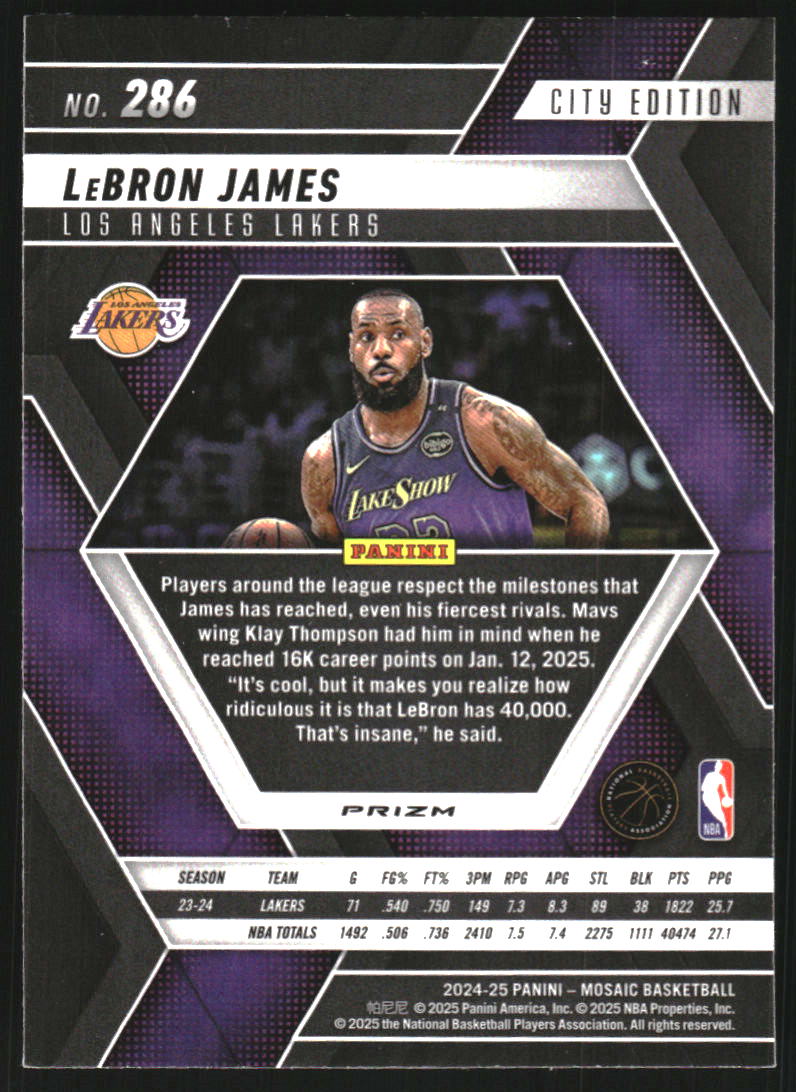 2024-25 Panini Mosaic Mosaic Red #286 LeBron James City Edition on