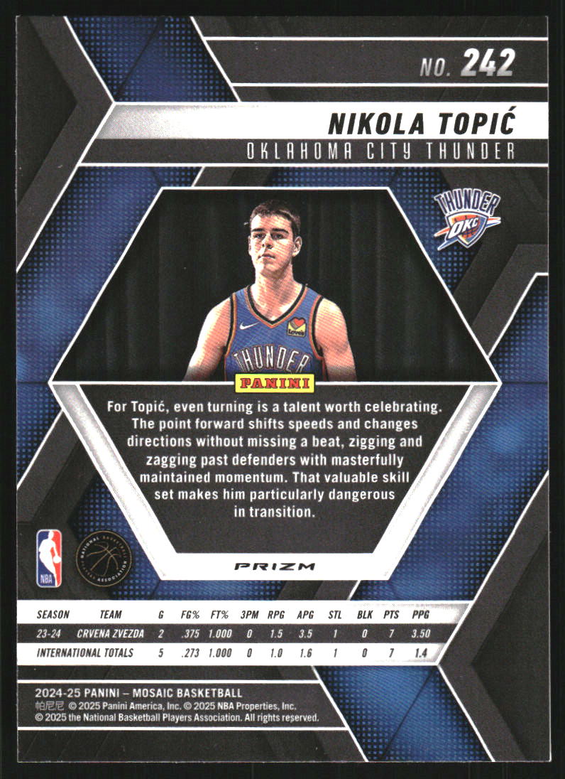 2024-25 Panini Mosaic Premium #242 Nikola Topic