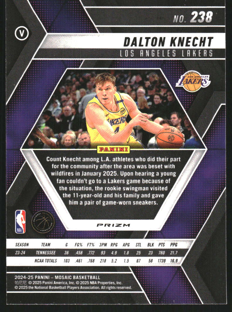 2024-25 Panini Mosaic Rookie Variations Fast Break #238 Dalton Knecht