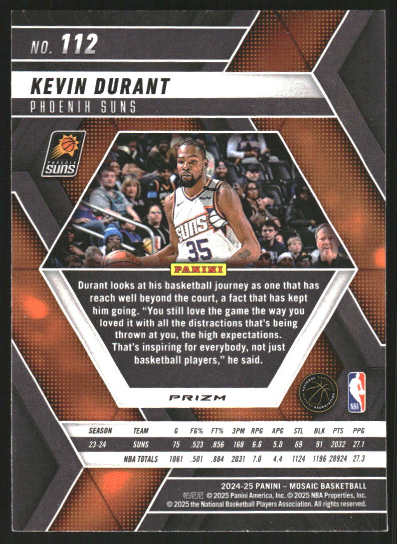2024-25 Panini Mosaic Silver #112 Kevin Durant