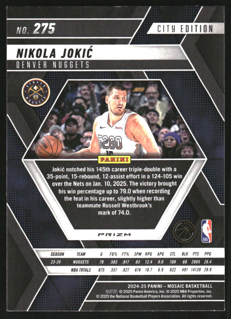 2024-25 Panini Mosaic Silver #275 Nikola Jokic/City Edition