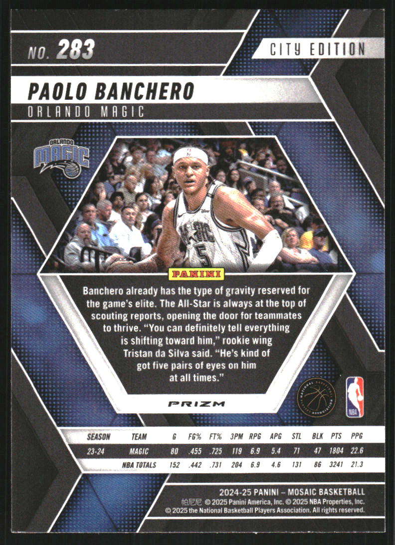 2024-25 Panini Mosaic Silver #283 Paolo Banchero City Edition