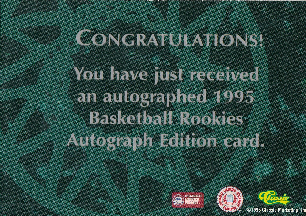 1995 Classic Autographs #44 George Banks/3240 back image
