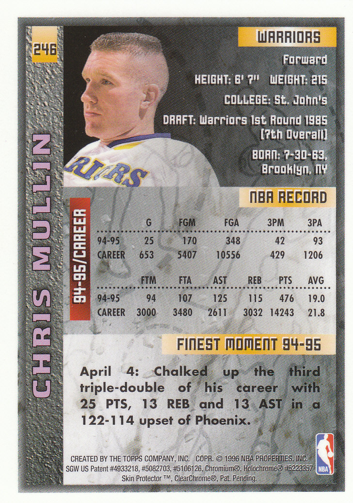 1995-96 Finest #246 Chris Mullin back image