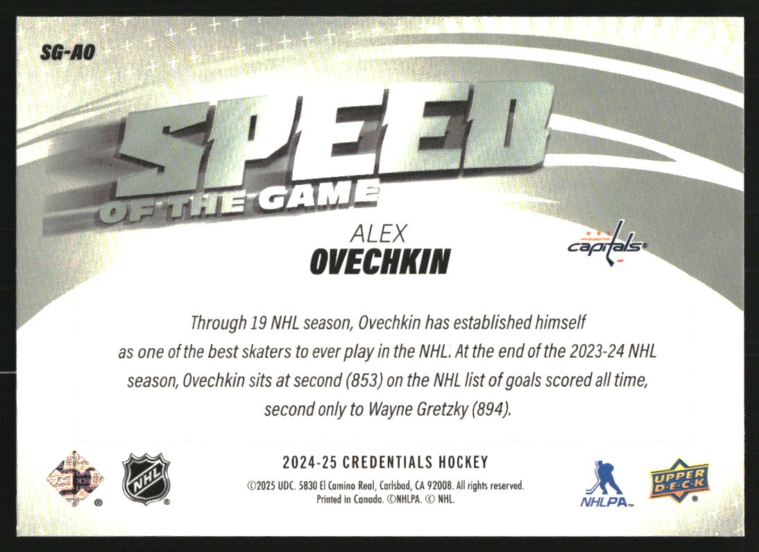 2024-25 Upper Deck Credentials Speed of the Game Stars #SGAO Alex Ovechkin