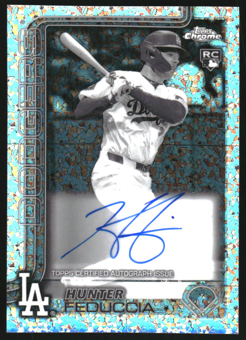 2025 Topps Chrome Rookie Autographs Black and White Mini-Diamond Refractors #RAHF Hunter Feduccia Auto
