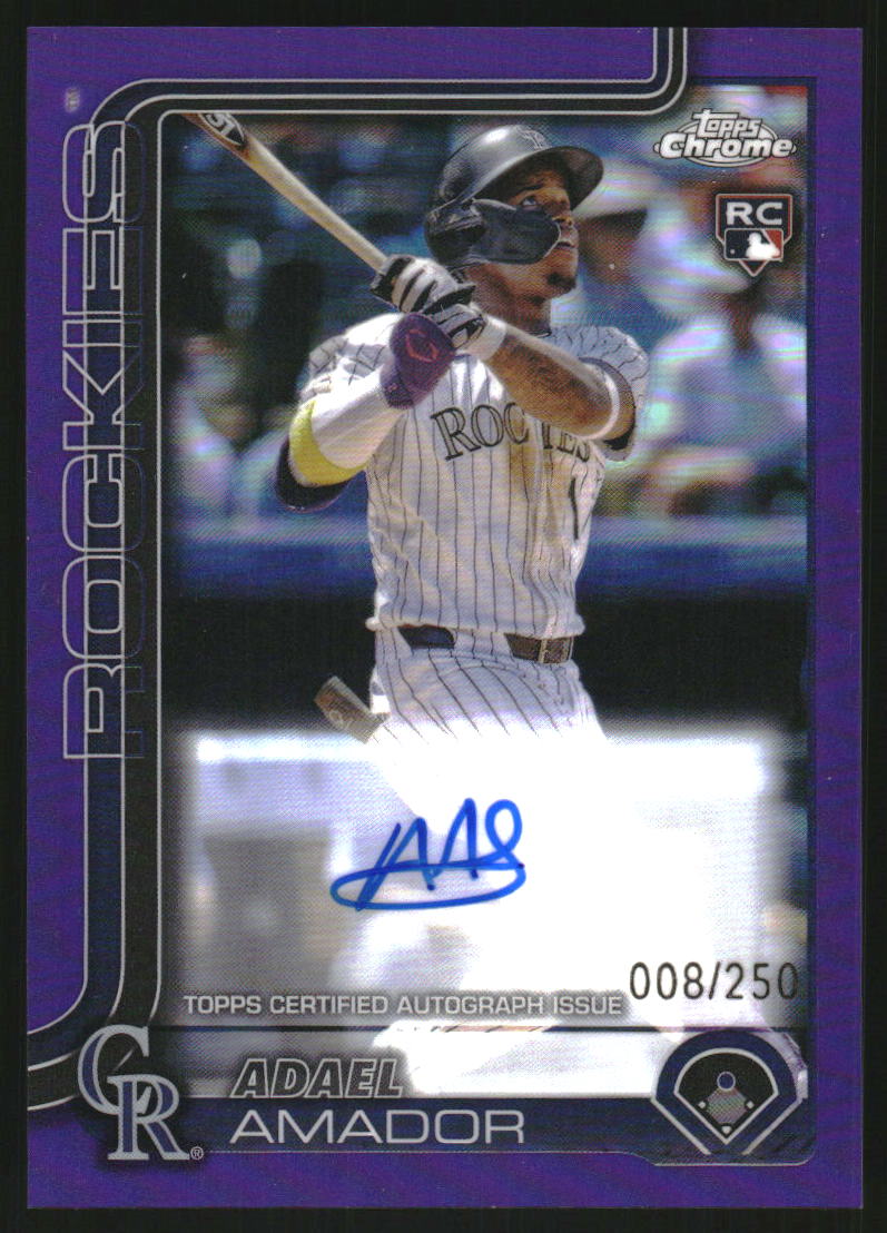 2025 Topps Chrome Rookie Autographs Purple Refractors #RAAA Adael Amador Auto /250