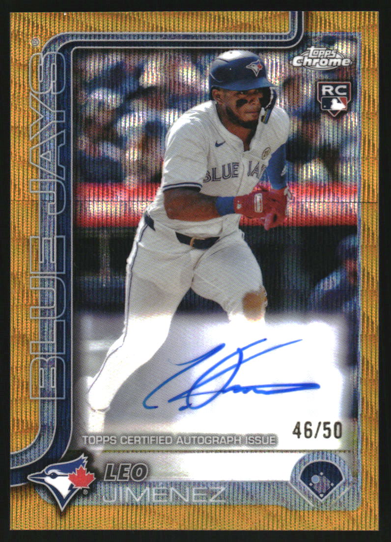 2025 Topps Chrome Rookie Autographs Gold Wave Refractors #RALJI Leo Jimenez Auto /50