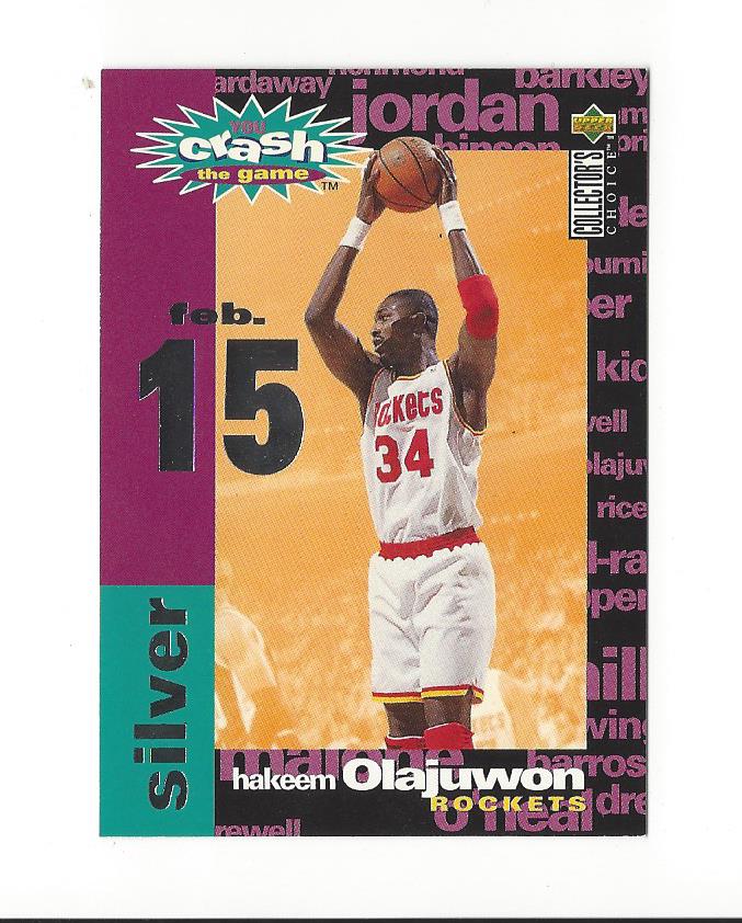 1995-96 Collector's Choice Crash the Game Assists/Rebounds #C16 Hakeem Olajuwon 2/15 L