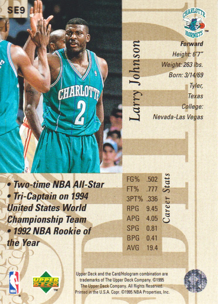 1995-96 Upper Deck Special Edition Gold #9 Larry Johnson back image