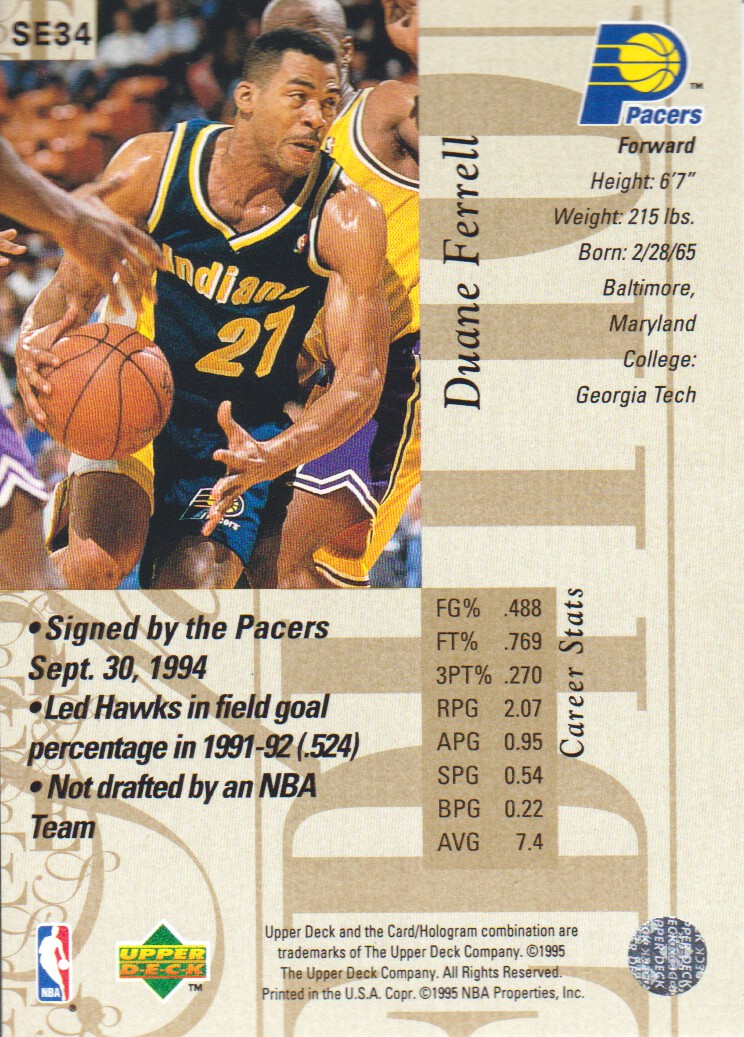1995-96 Upper Deck Special Edition Gold #34 Duane Ferrell back image