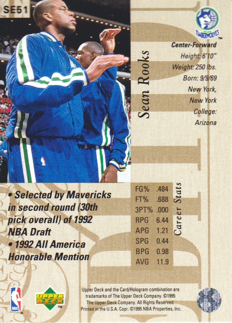 1995-96 Upper Deck Special Edition Gold #51 Sean Rooks back image