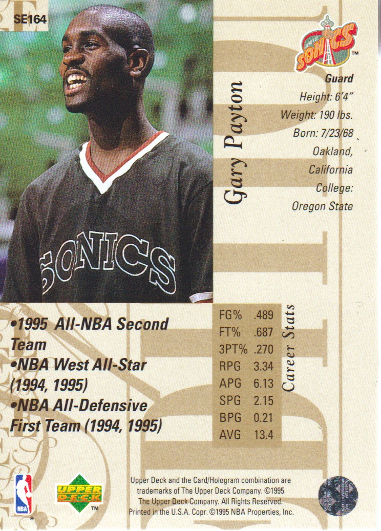 1995-96 Upper Deck Special Edition Gold #164 Gary Payton back image