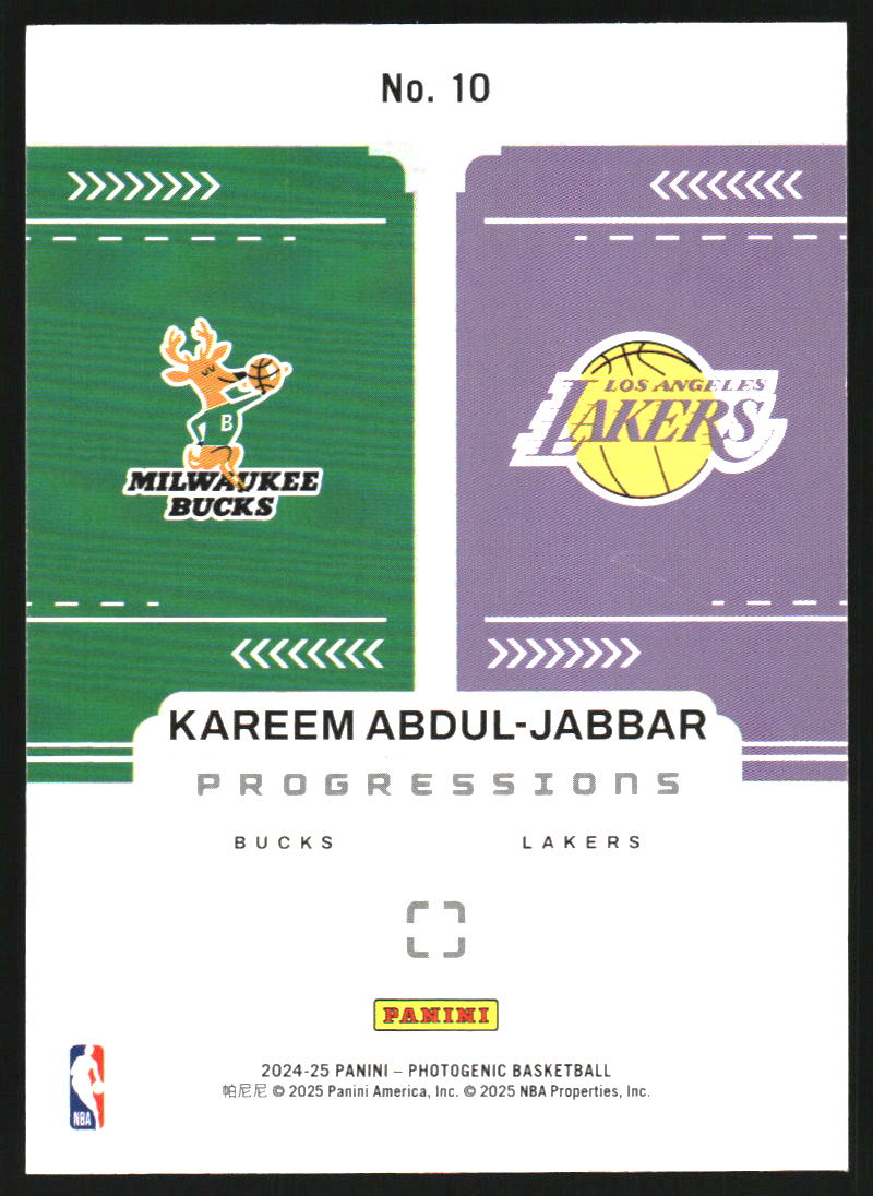 2024-25 Panini PhotoGenic Progressions #10 Kareem Abdul-Jabbar