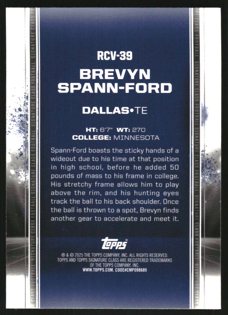2024 Topps Signature Class Rookies Chrome Indigo Refractors #RCV39 Brevyn Spann-Ford