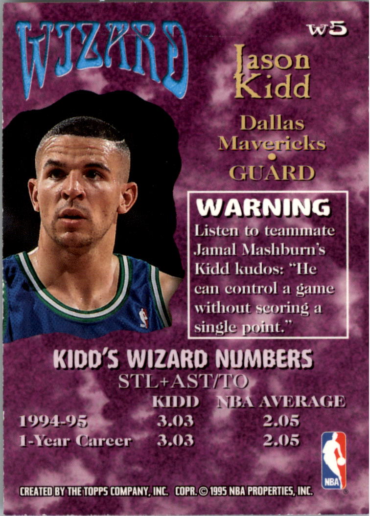 1995-96 Stadium Club Wizards #W5 Jason Kidd back image